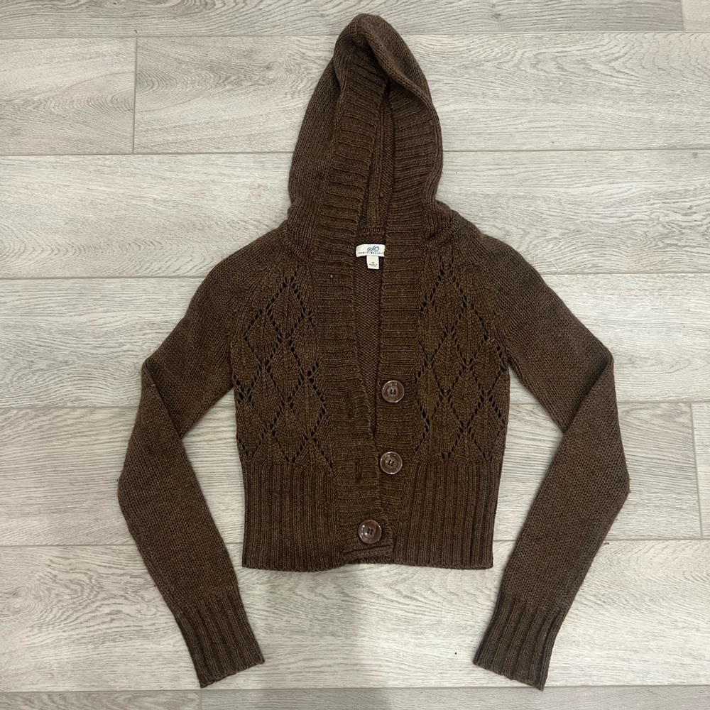 cute fairy grunge y2k fairycore coquette hooded long sleeve knitted cardigan